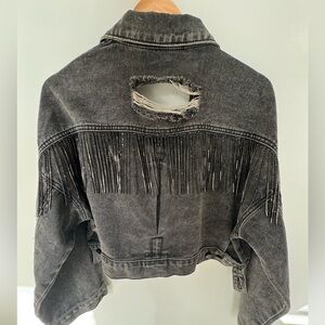Rhinestone fringe Jean jacket
